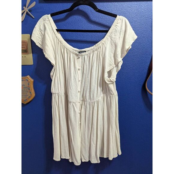 Sz 0 Torrid Faux Button Front Peasant Top - Picture 1 of 6